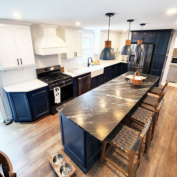 A well-lit, newly remodeled kitchen
