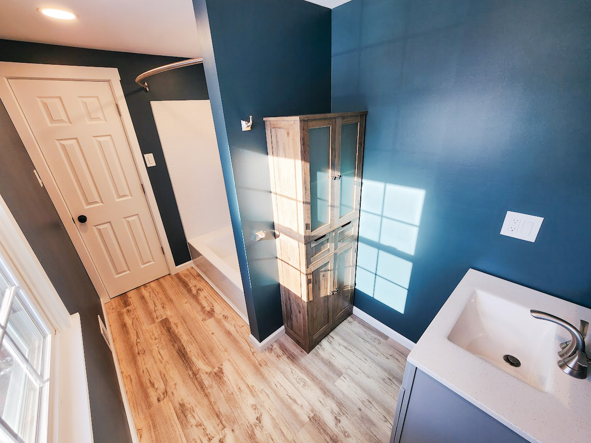 Sunlight pouring into a remodeled bathroom